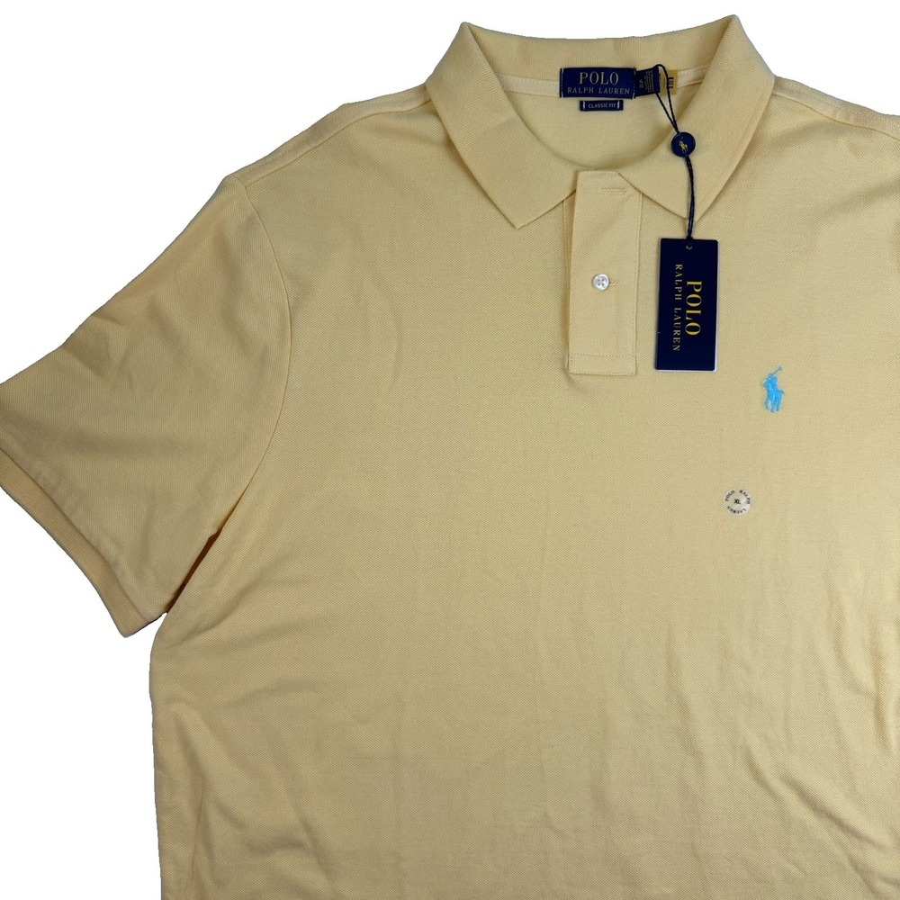 NWT Ralph Lauren Polo Shirt Mens XL Yellow Pony Soft Touch Golf Rugby ClassicFit